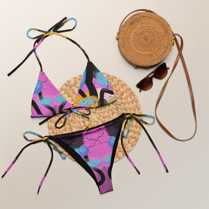 Berry Nebula All-over print recycled string bikini